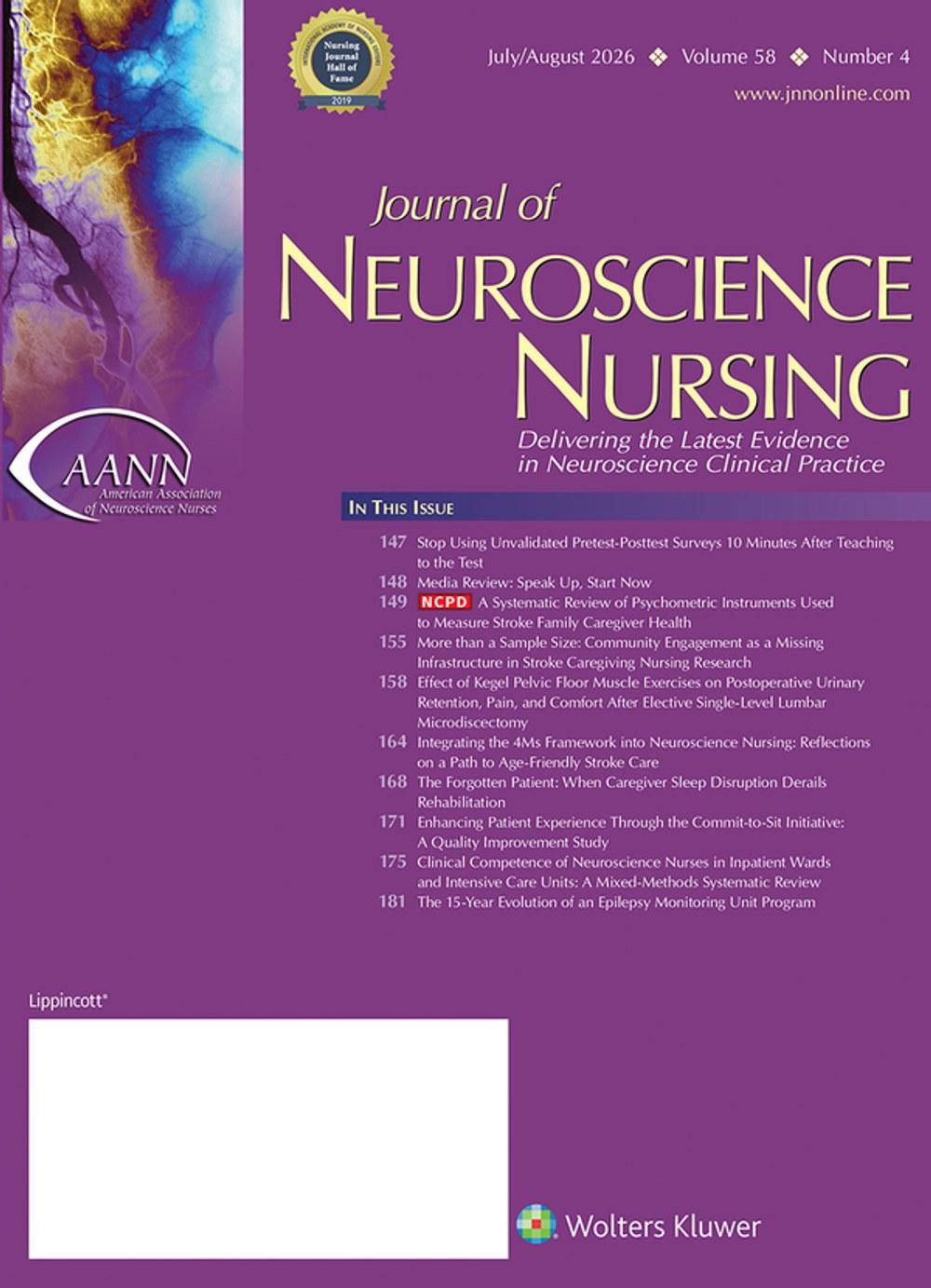 Journal Of Neuroscience Nursing Cover